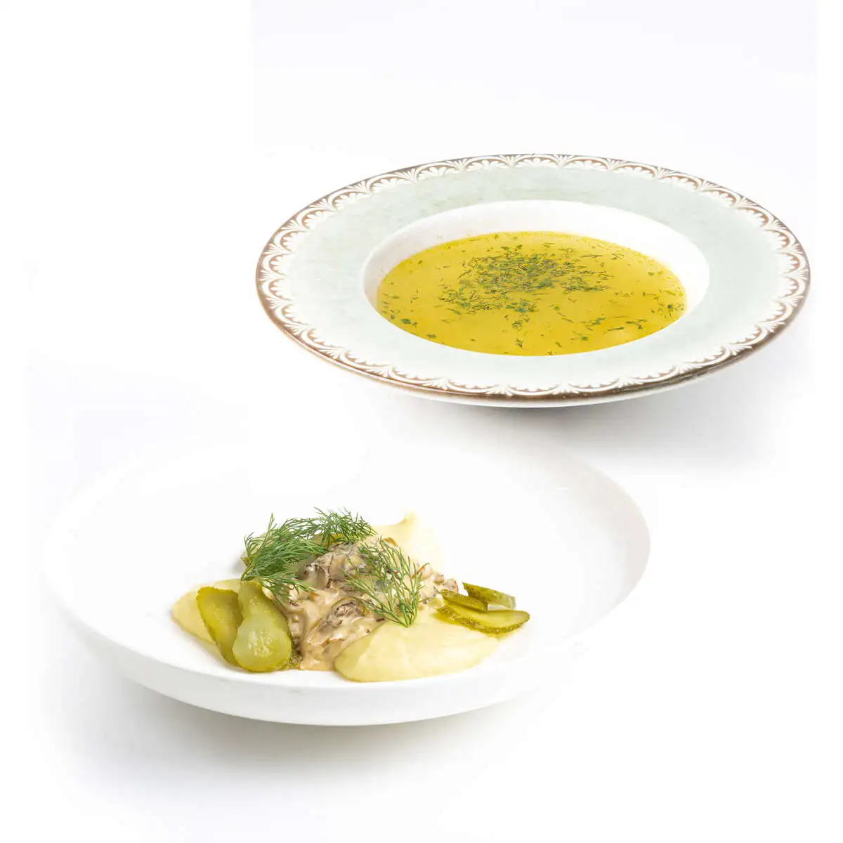 Куриный суп + Бефстроганов