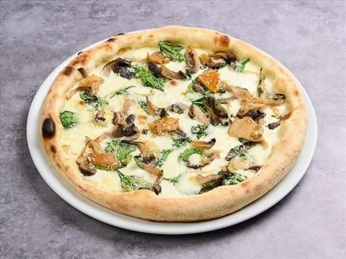 Пицца с белыми грибами и вешенками