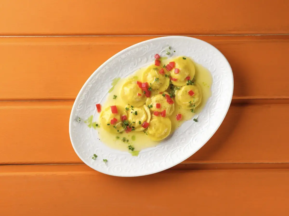 Равиоли с Камчатским крабом и креветками