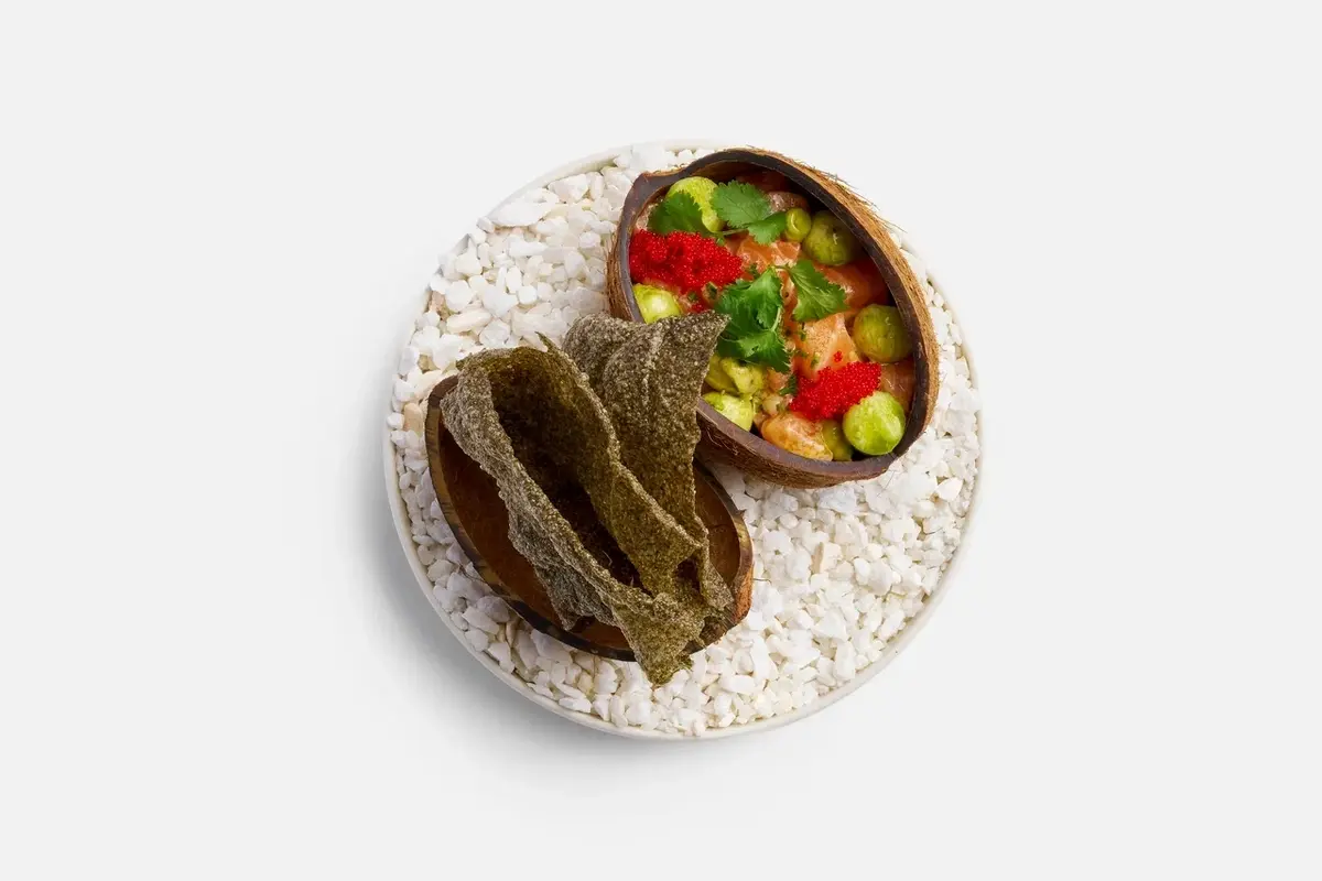 Севиче из лосося с огурцом и авокадо