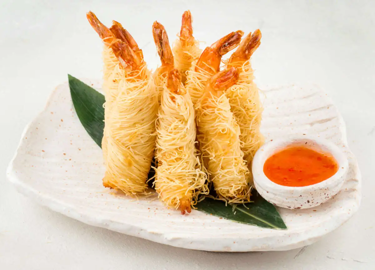 Креветки в тесте катаифи