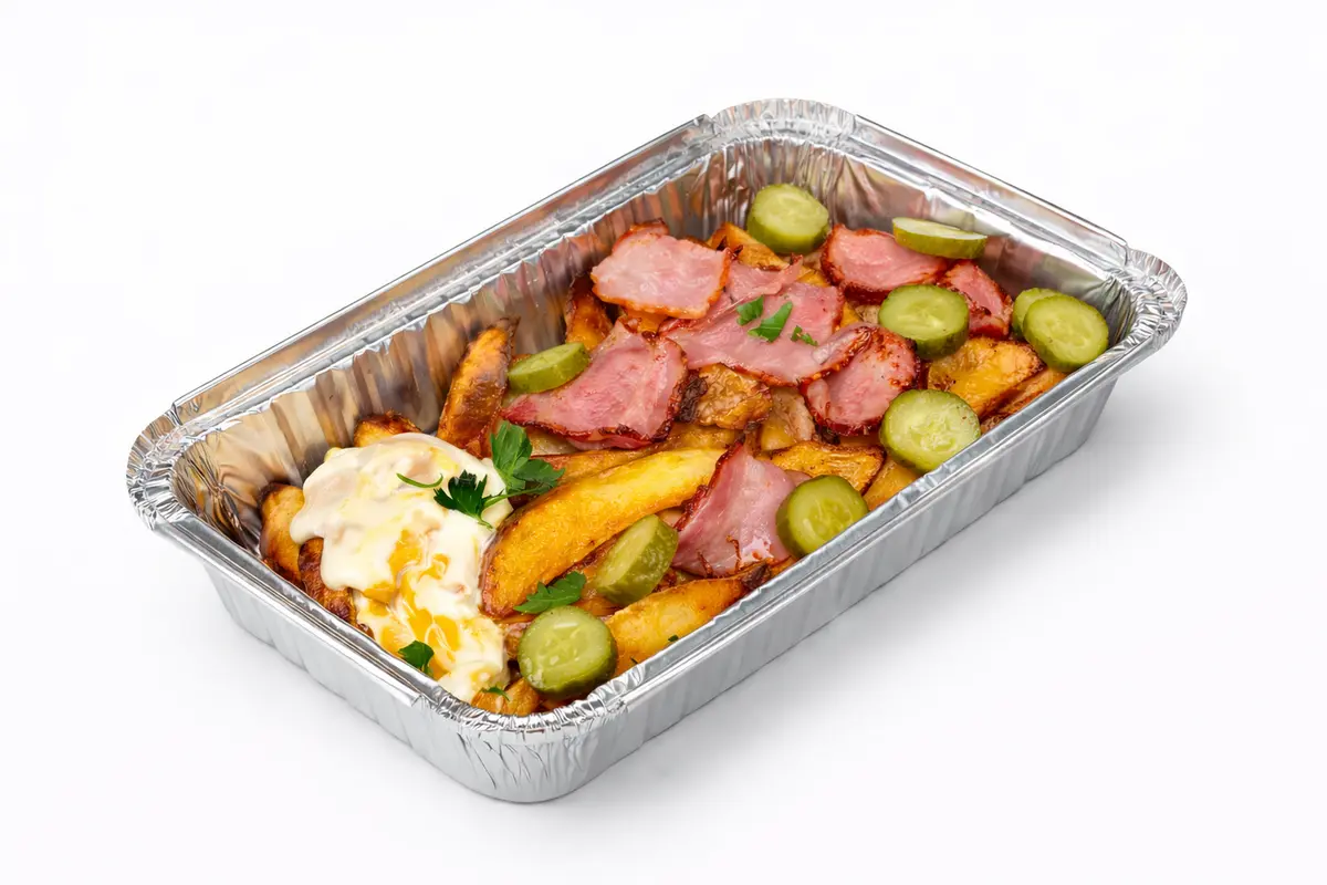 Картофель с яйцом и беконом