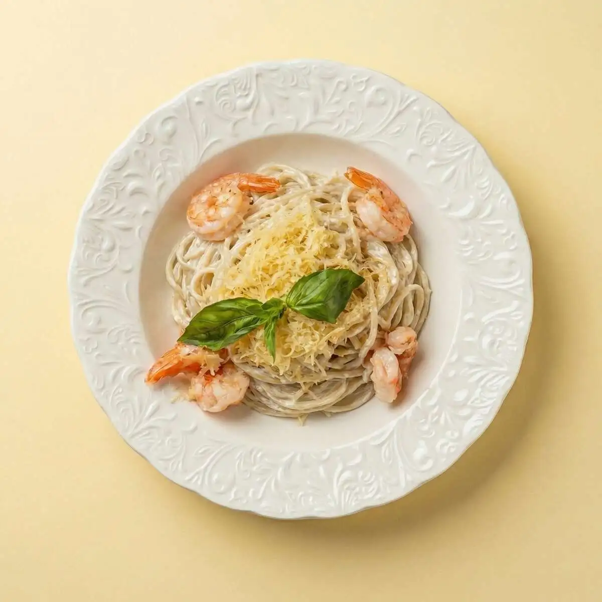 Паста с креветками в сливочном соусе