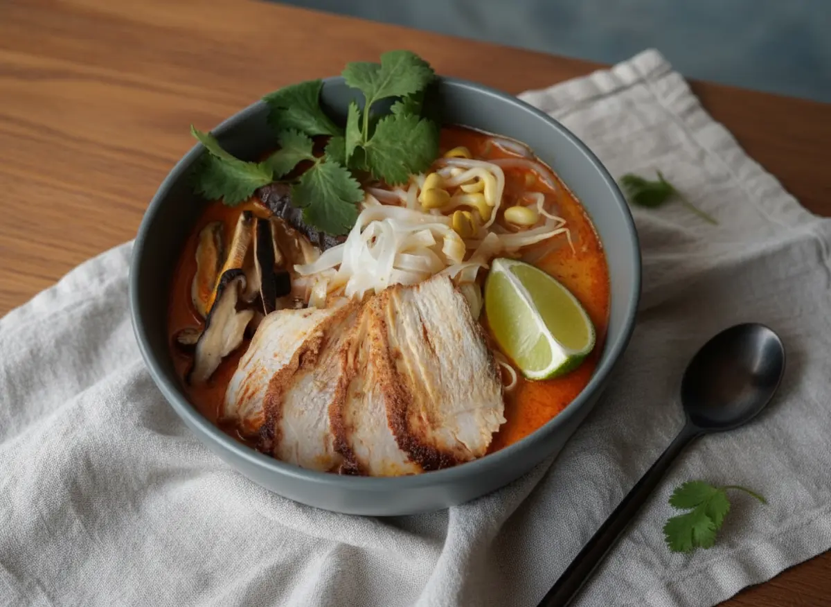 Суп лакса с курицей