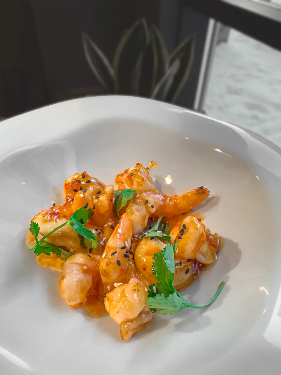 Креветки в кисло-сладком спайси соусе