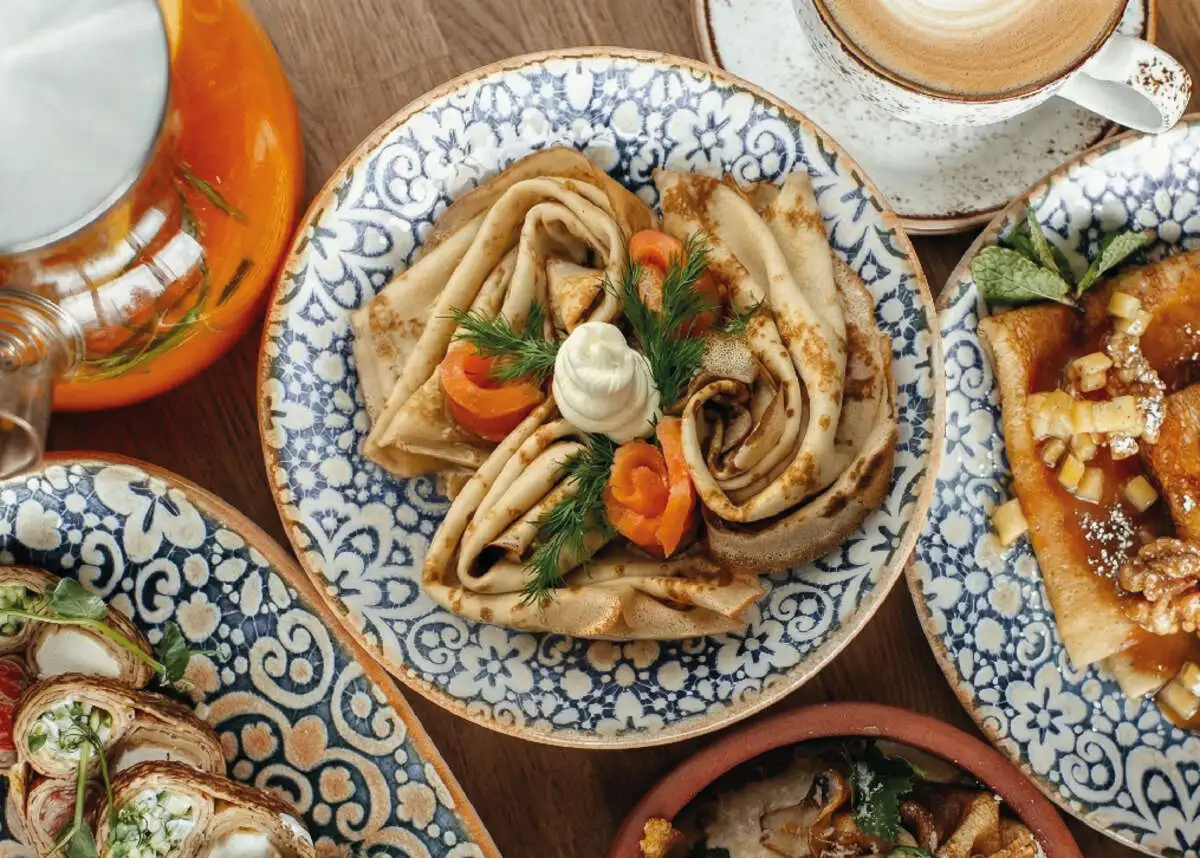 Блины с лососем и сливочным сыром