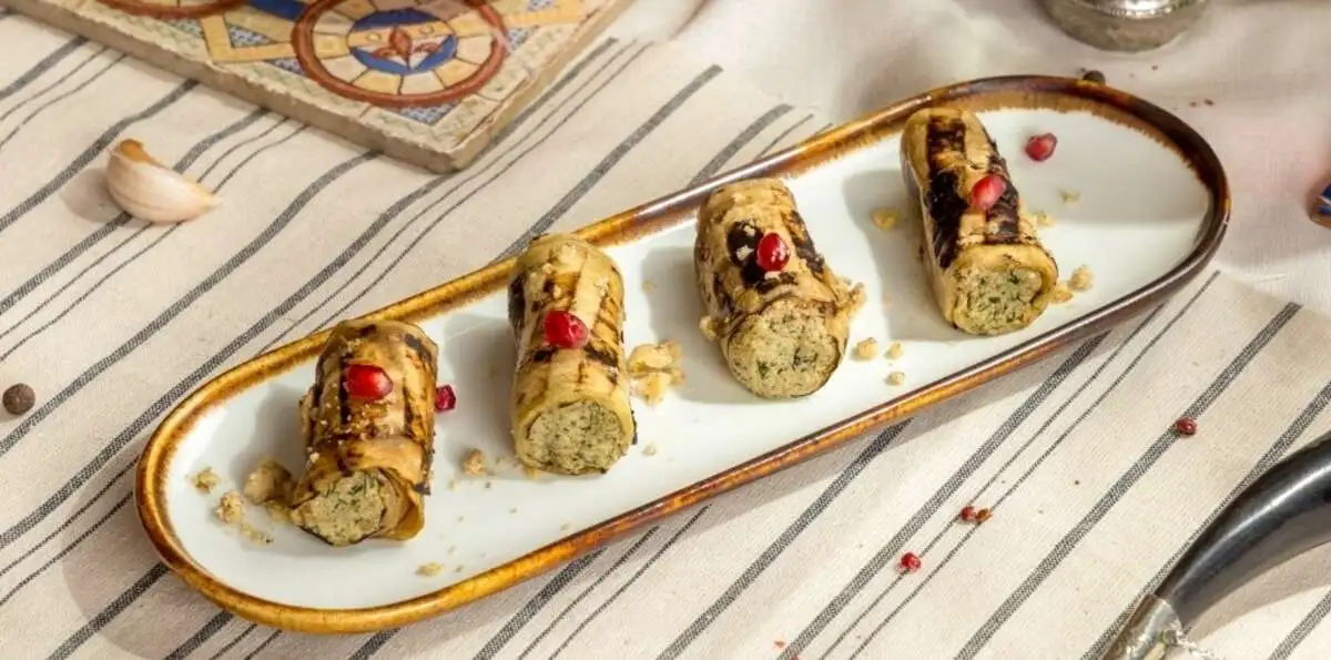 Рулетики из баклажанов с орех начинкой