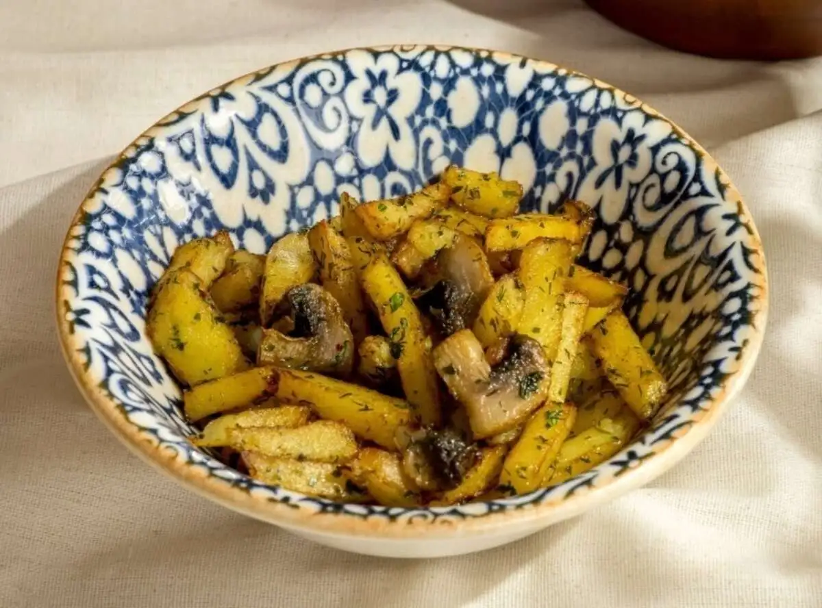 Картофель жареный с шампиньонами