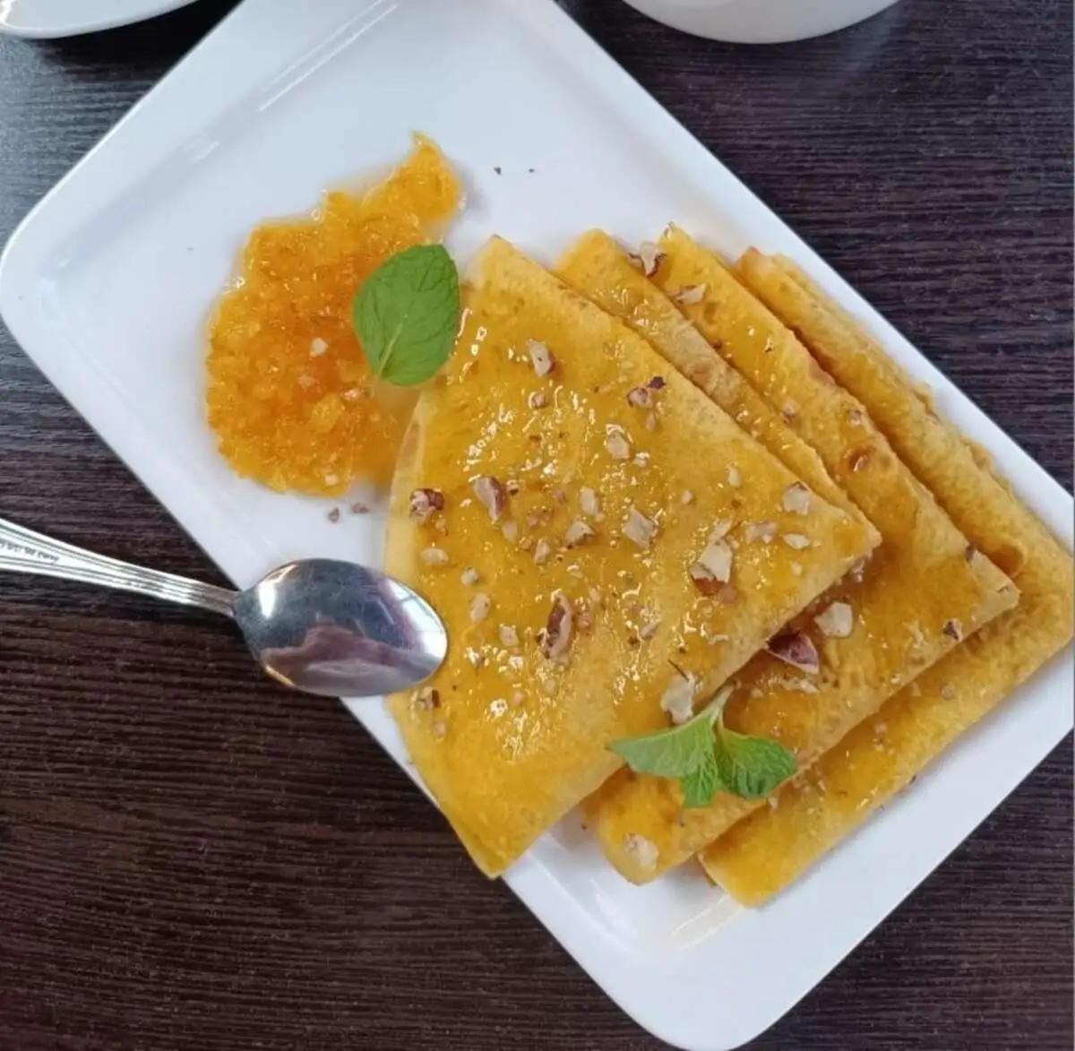 Тыквенные блины с мёдом и апельсиновым вареньем