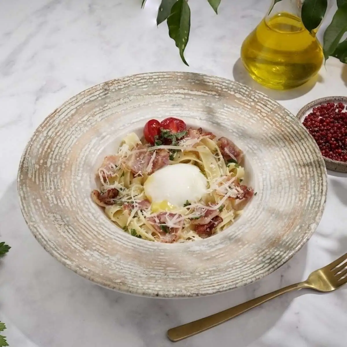 Фетучини карбонара