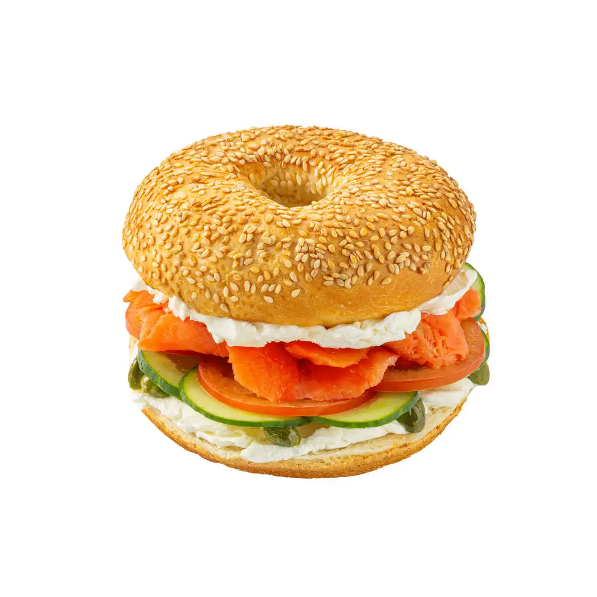 Бейгл с лососем и каперсами