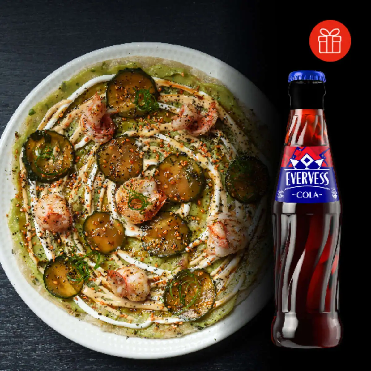 Лепешка роти с креветкой + Evervess Cola в подарок