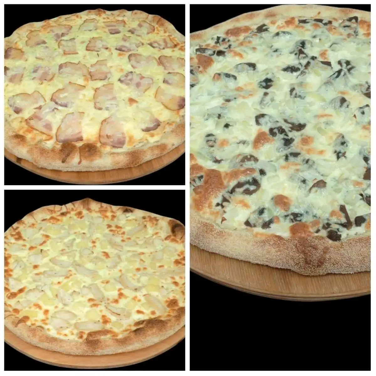 Пицца карбонара+пицца гавайская+пицца грибная