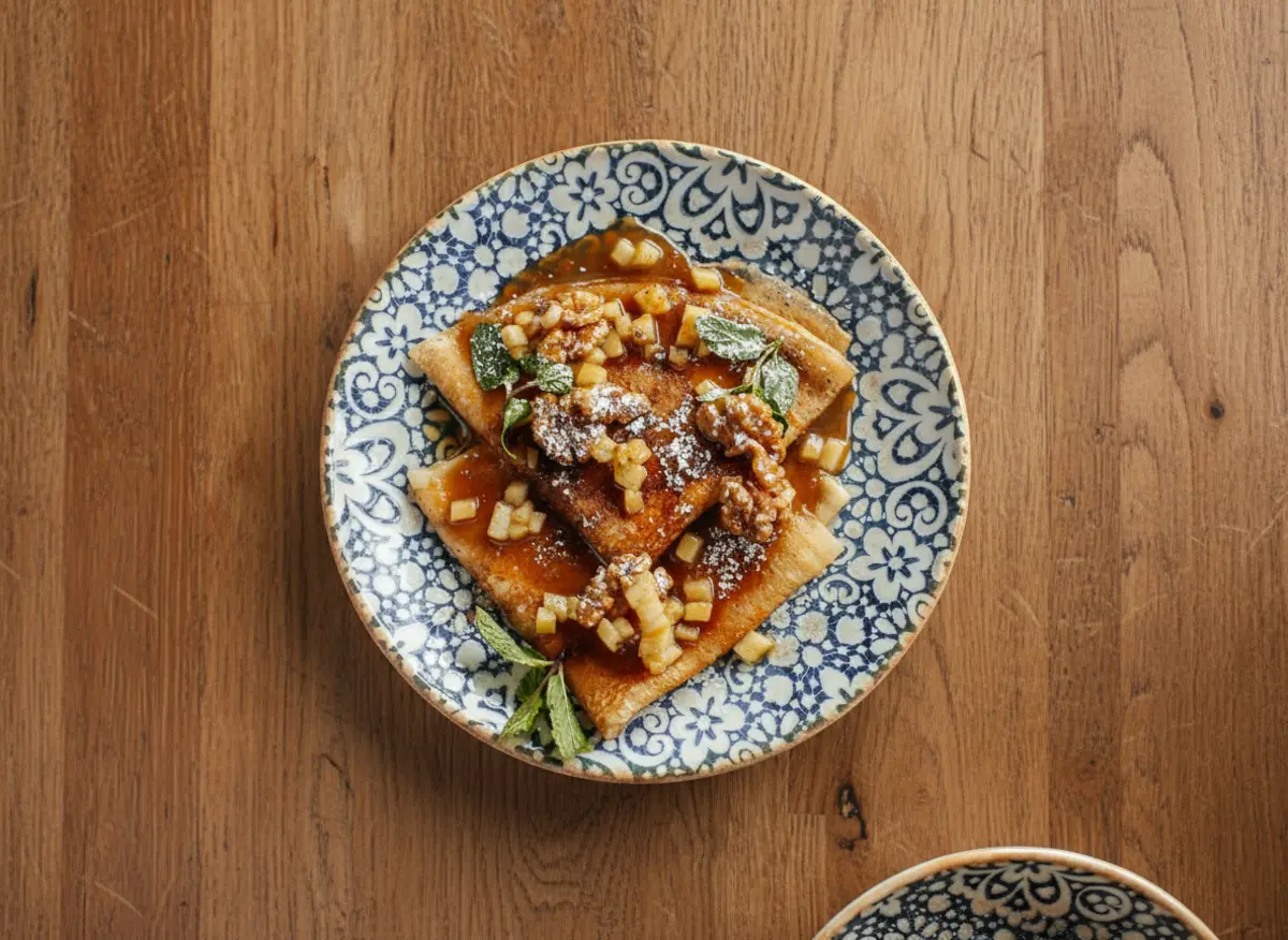 Блины с яблоком и карамелью