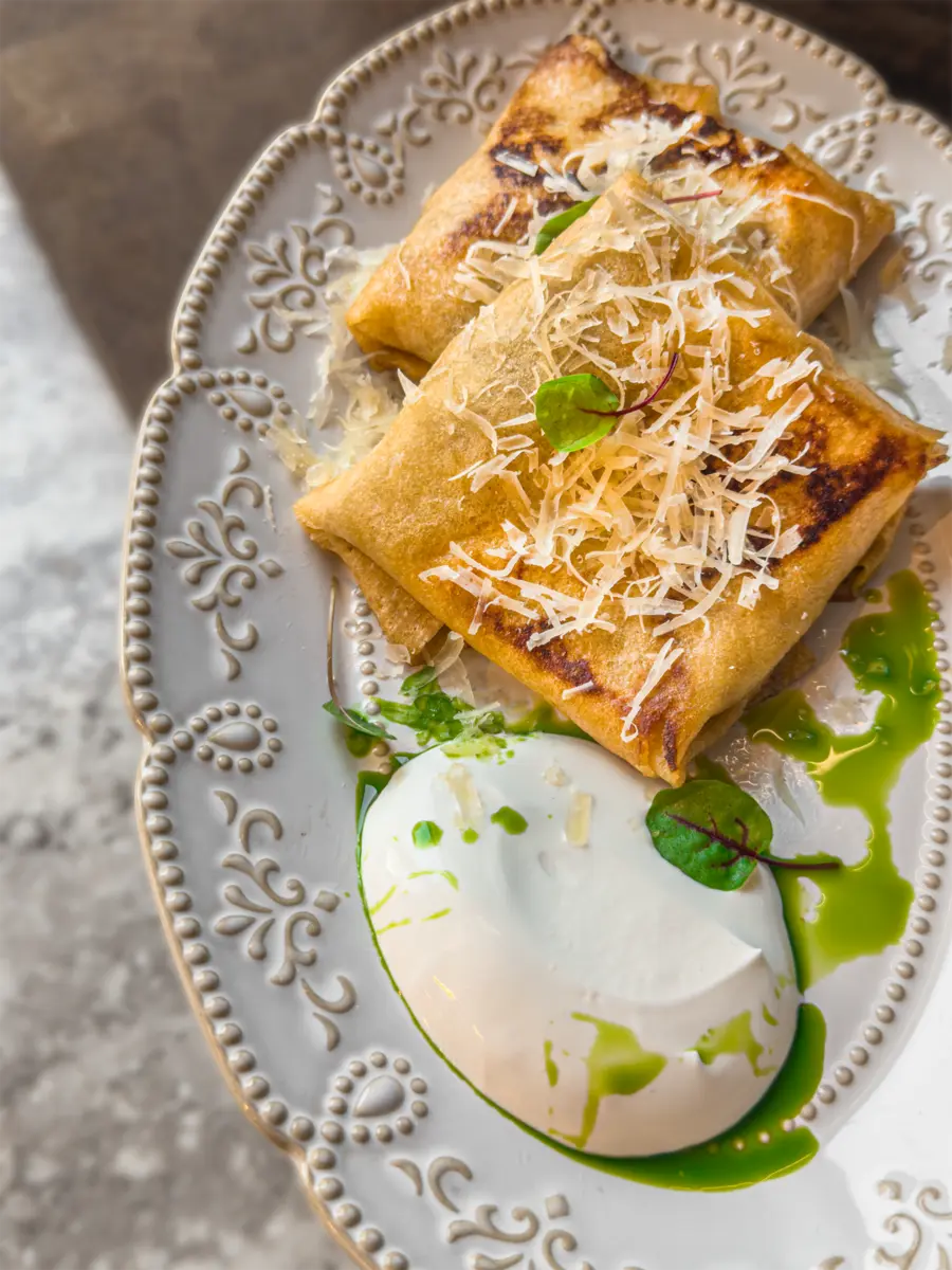 Блинчики с мясом и сыром пармезан