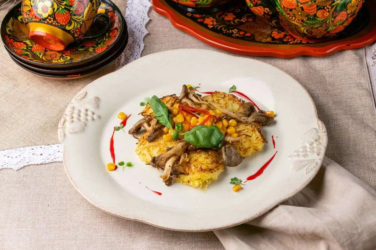 Оладьи из картофеля тертого с вешенками