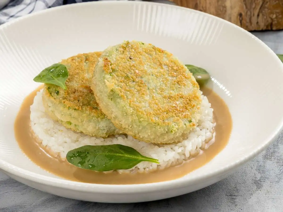 Овощные котлеты с рисом и кокос. терияки