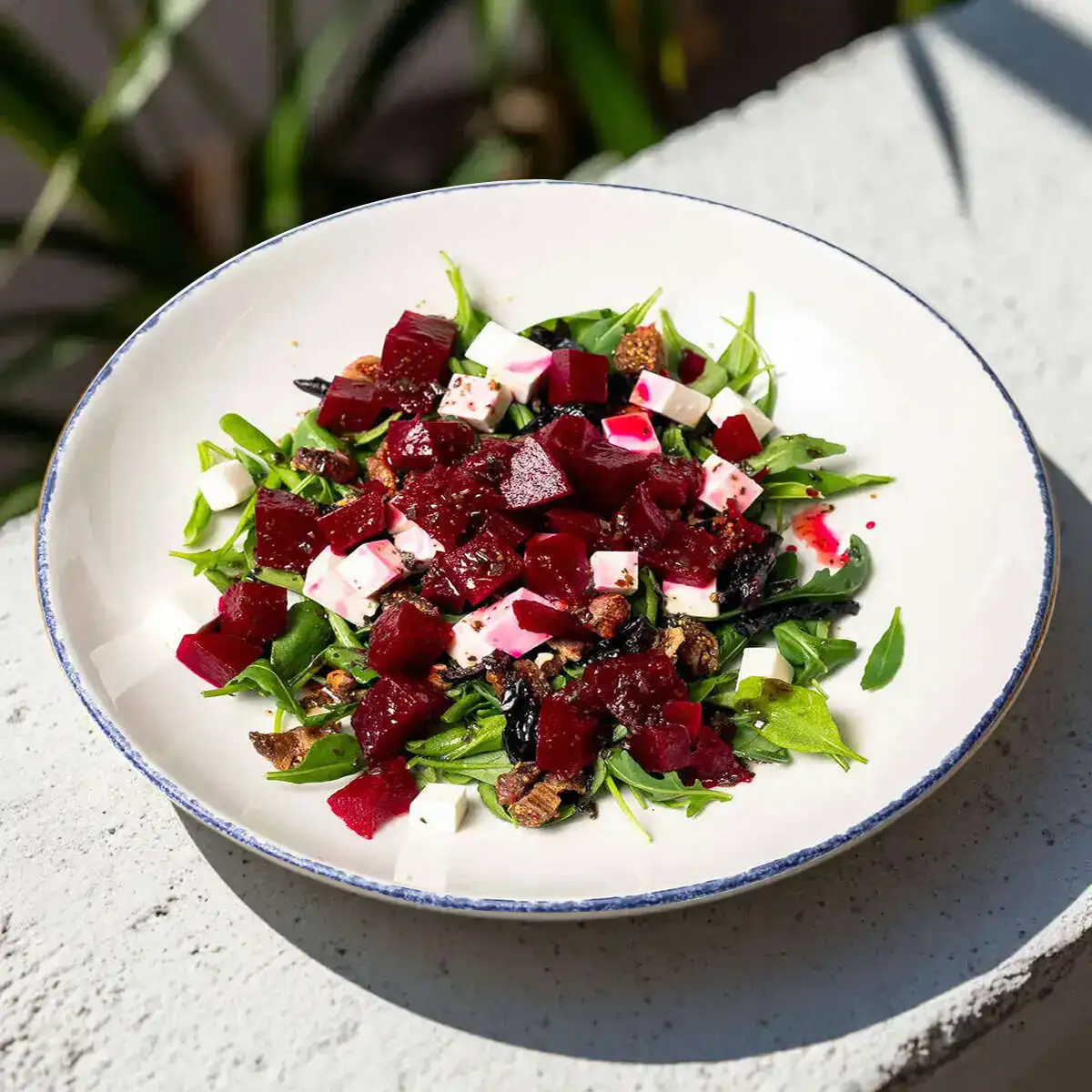 Салат со свеклой, сербской брынзой и грецким орехом