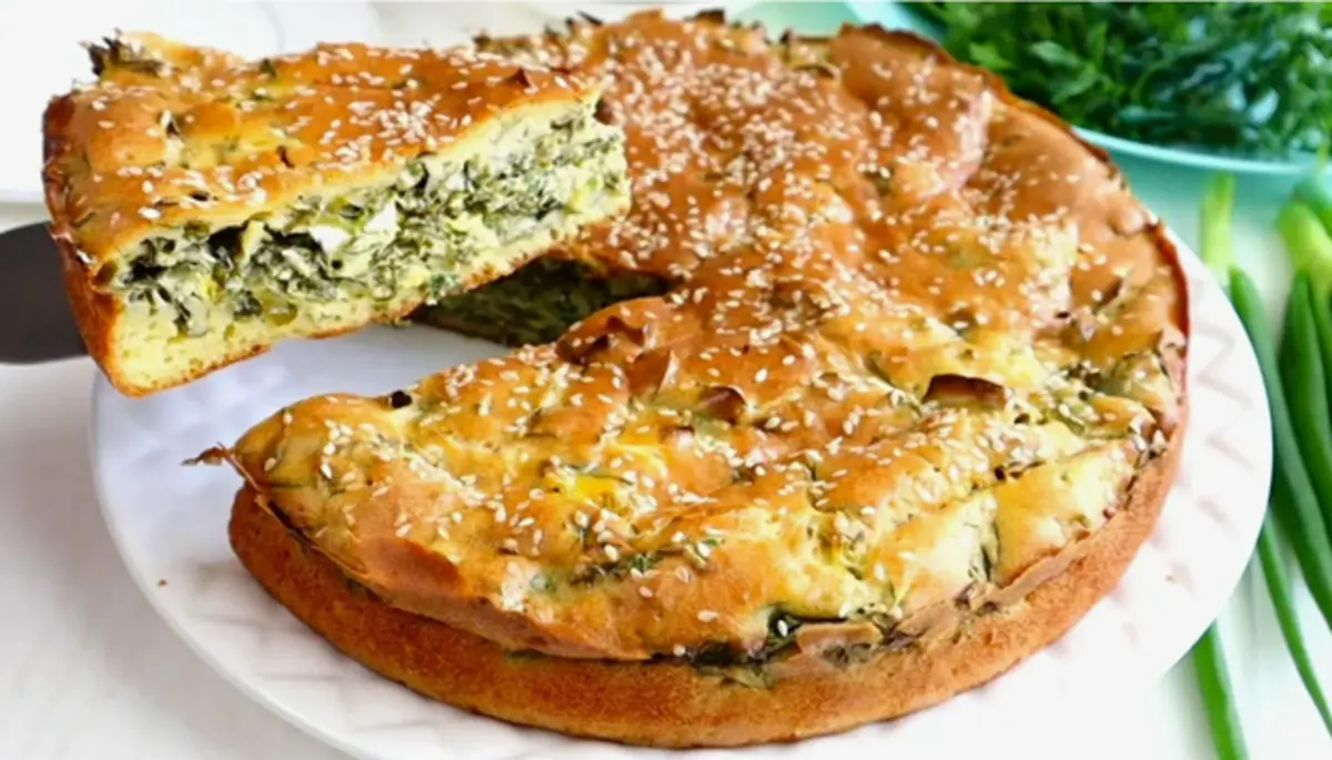 Пирог с зеленым луком постный