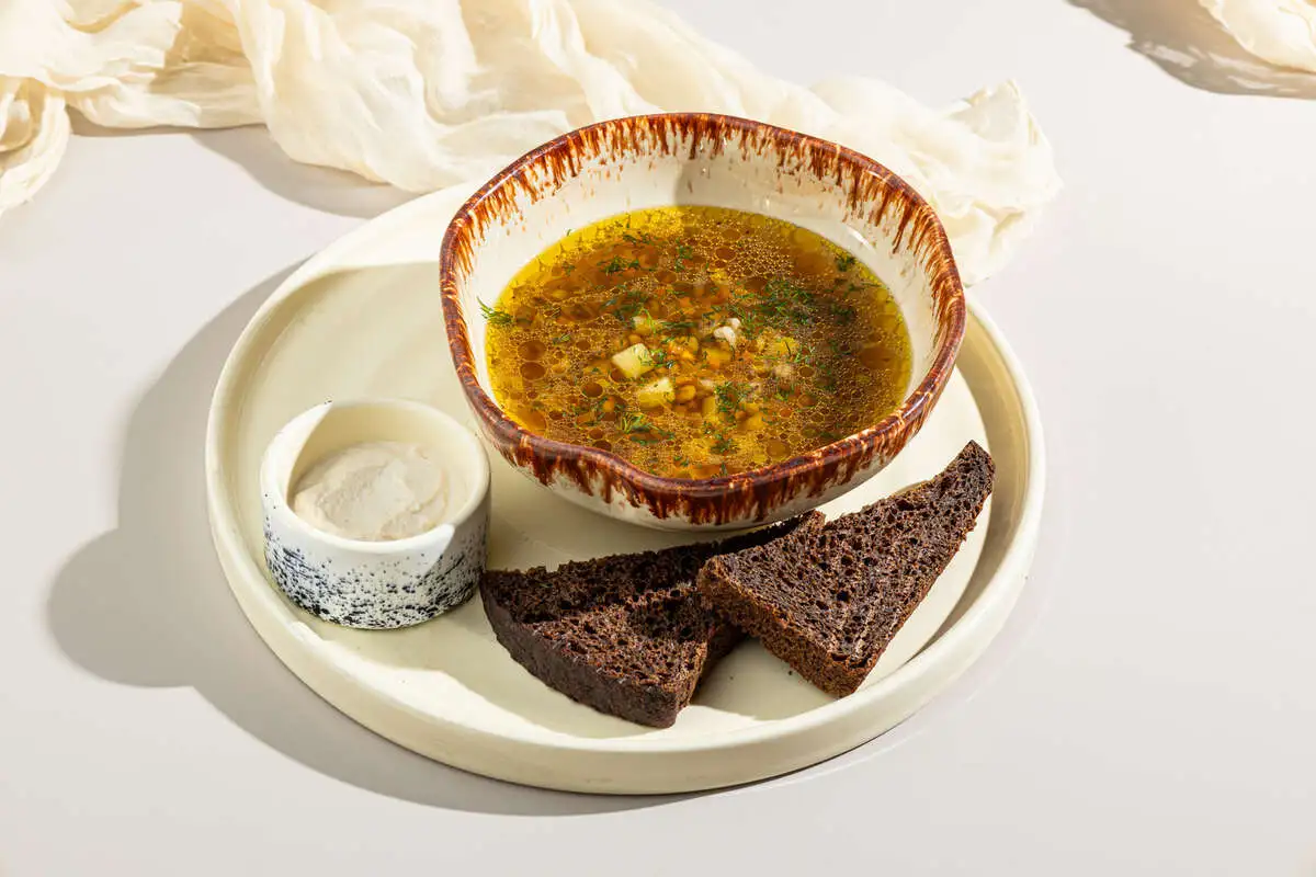 Грибной рассольник с постной сметаной