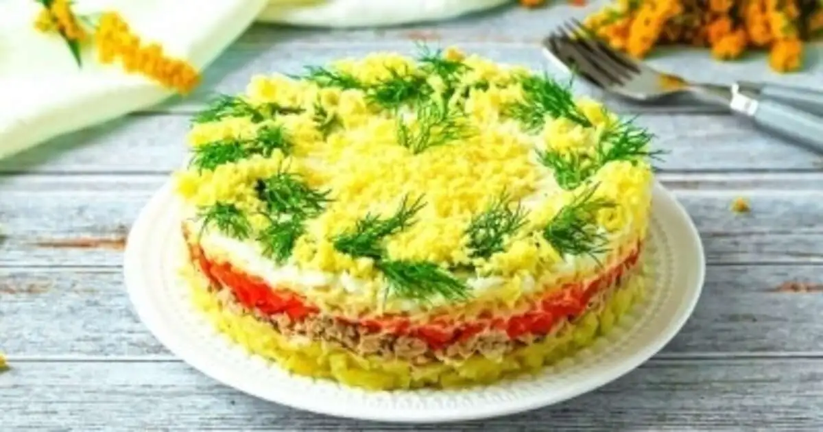 Салат Мимоза с лососем