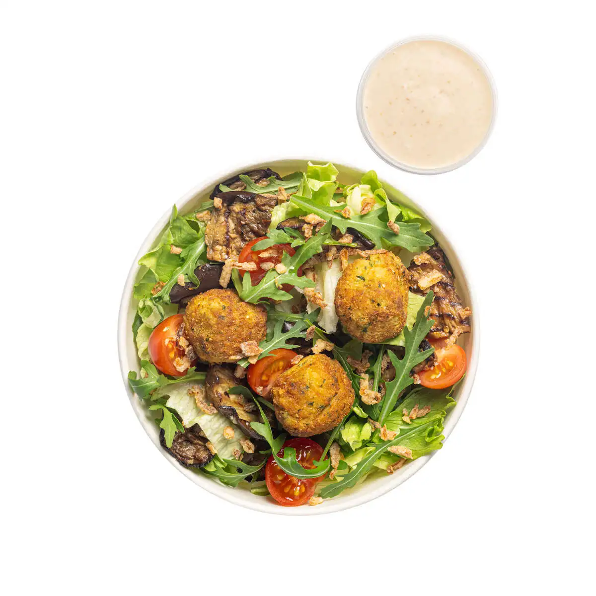 Салат с фалафелем и печеными баклажанами