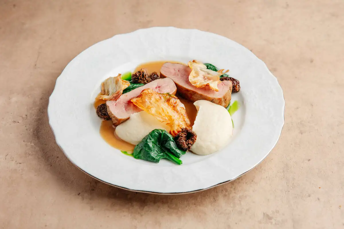 Утка с кремом сельдерея и сморчками