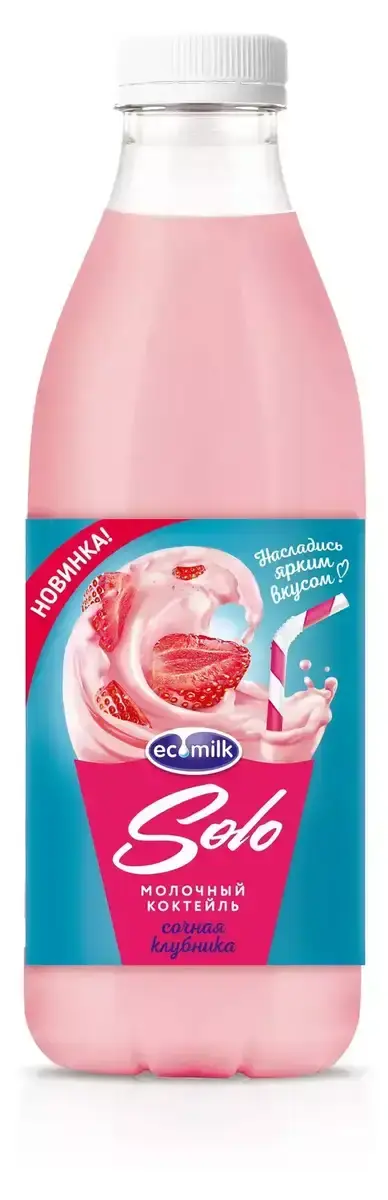 Коктейль Соло Молочный Клубника 0,93л(м)