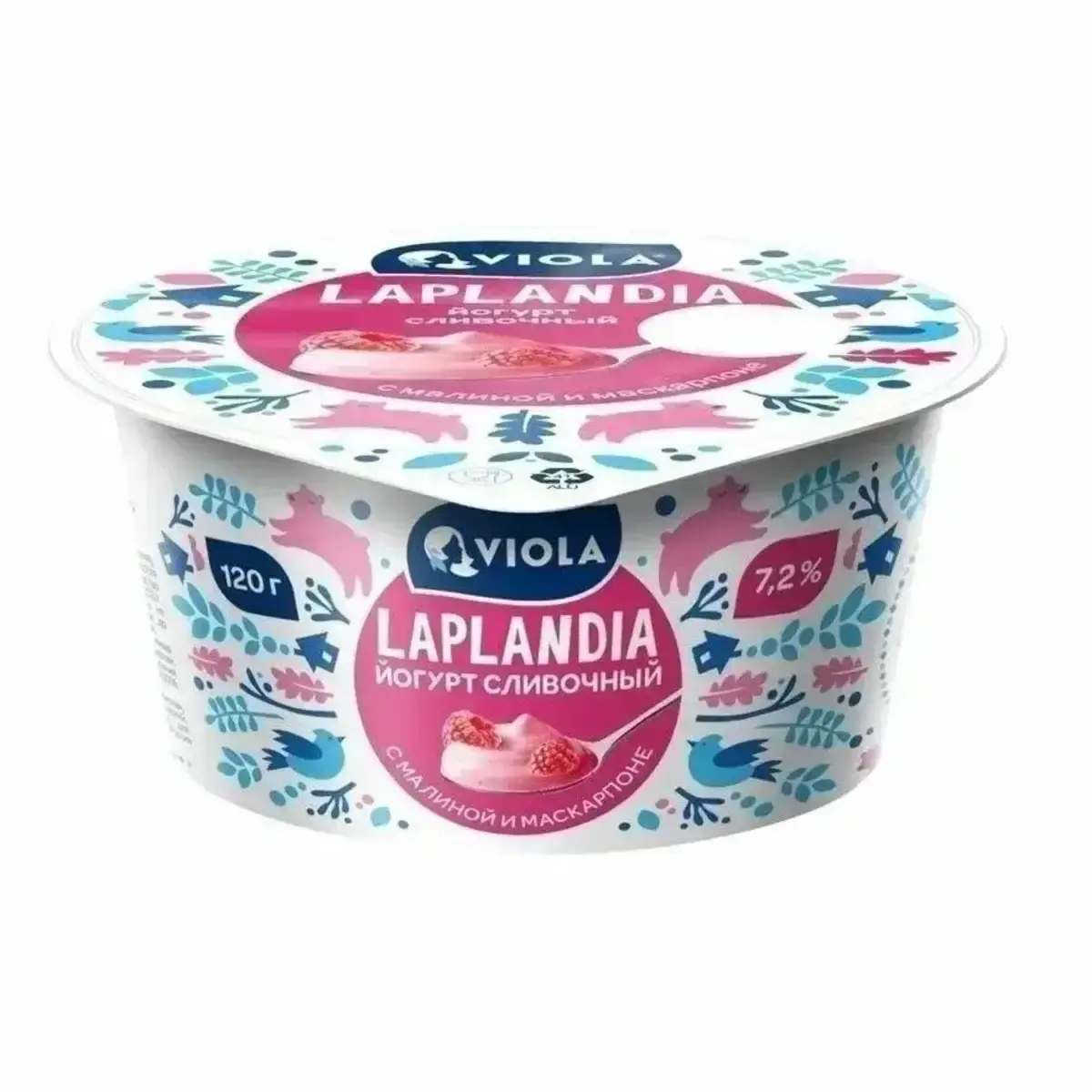 Йогурт Лапландия Малина/Маскарпоне 7,2% 120ГР