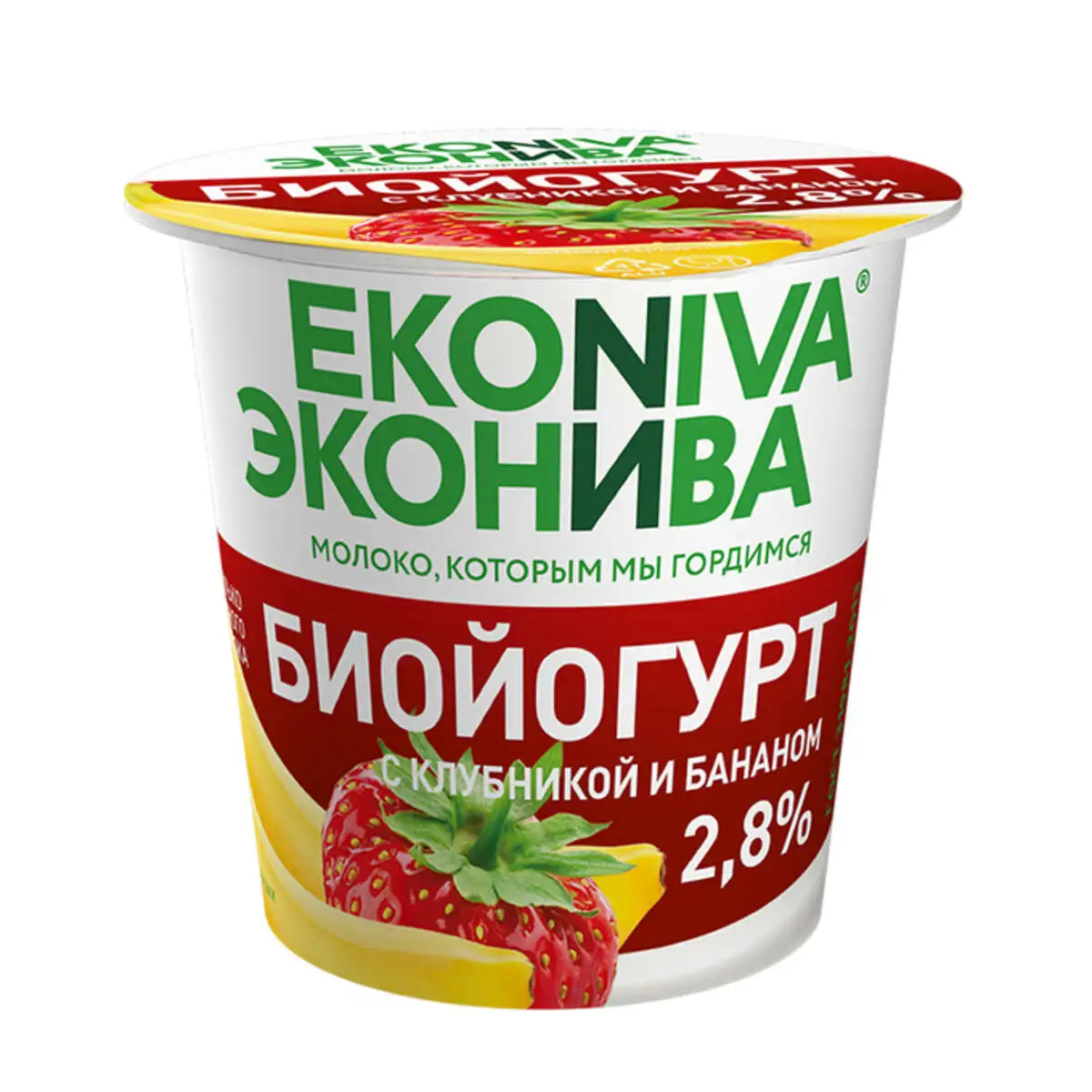 Биойогурт Эконива Клубника/Банан 125г(м)