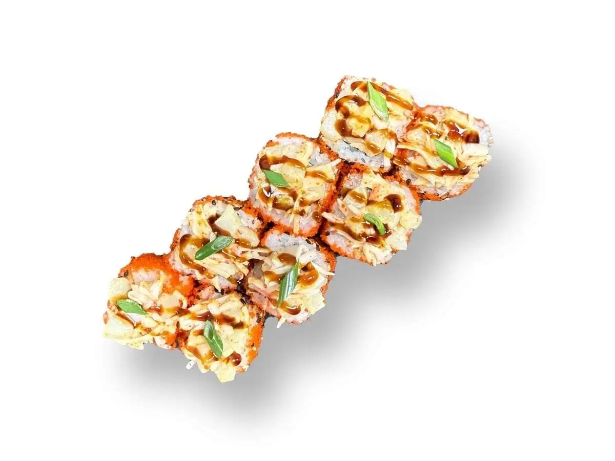 Запеченный ролл с крабом и гребешком