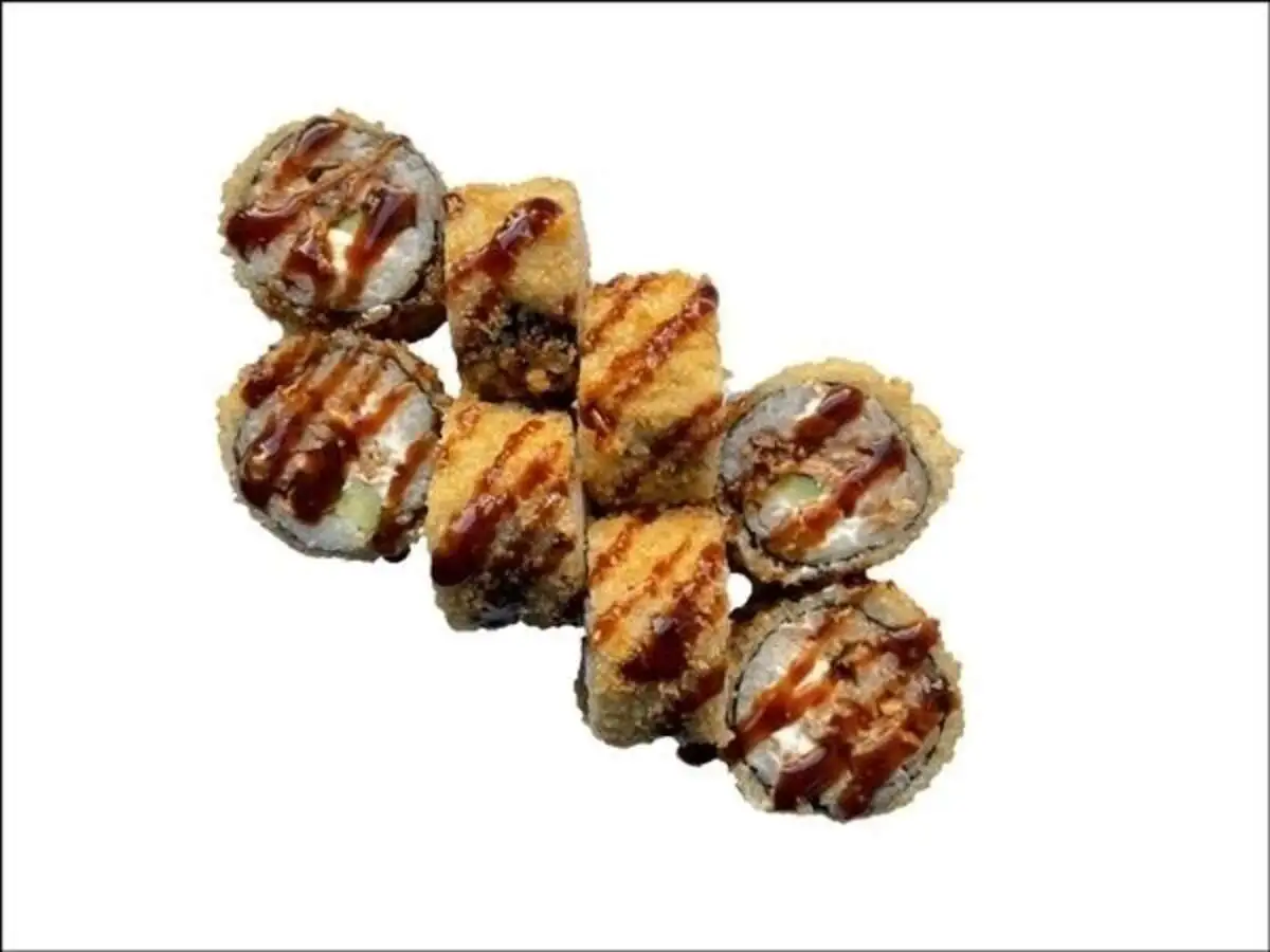 Горячий ролл с лососем терияки