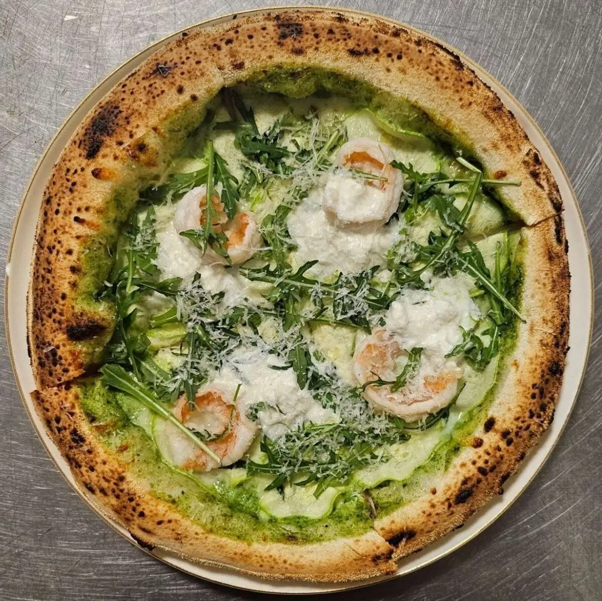 Пицца с креветками и цуккини 24см