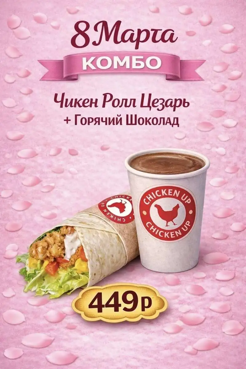 Ролл "Цезарь" и Горячий шоколад