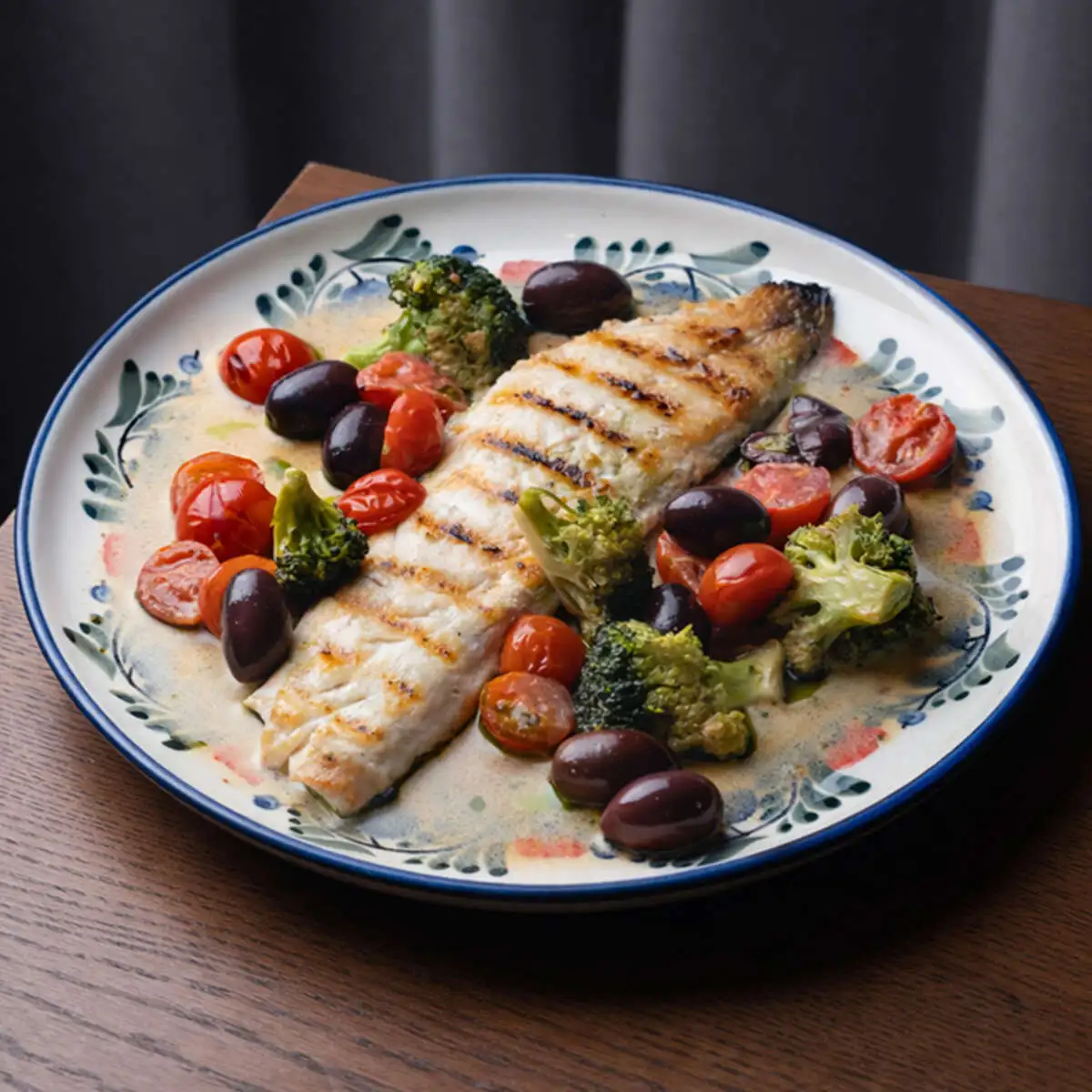 Филе сибаса с овощами стир фрай 