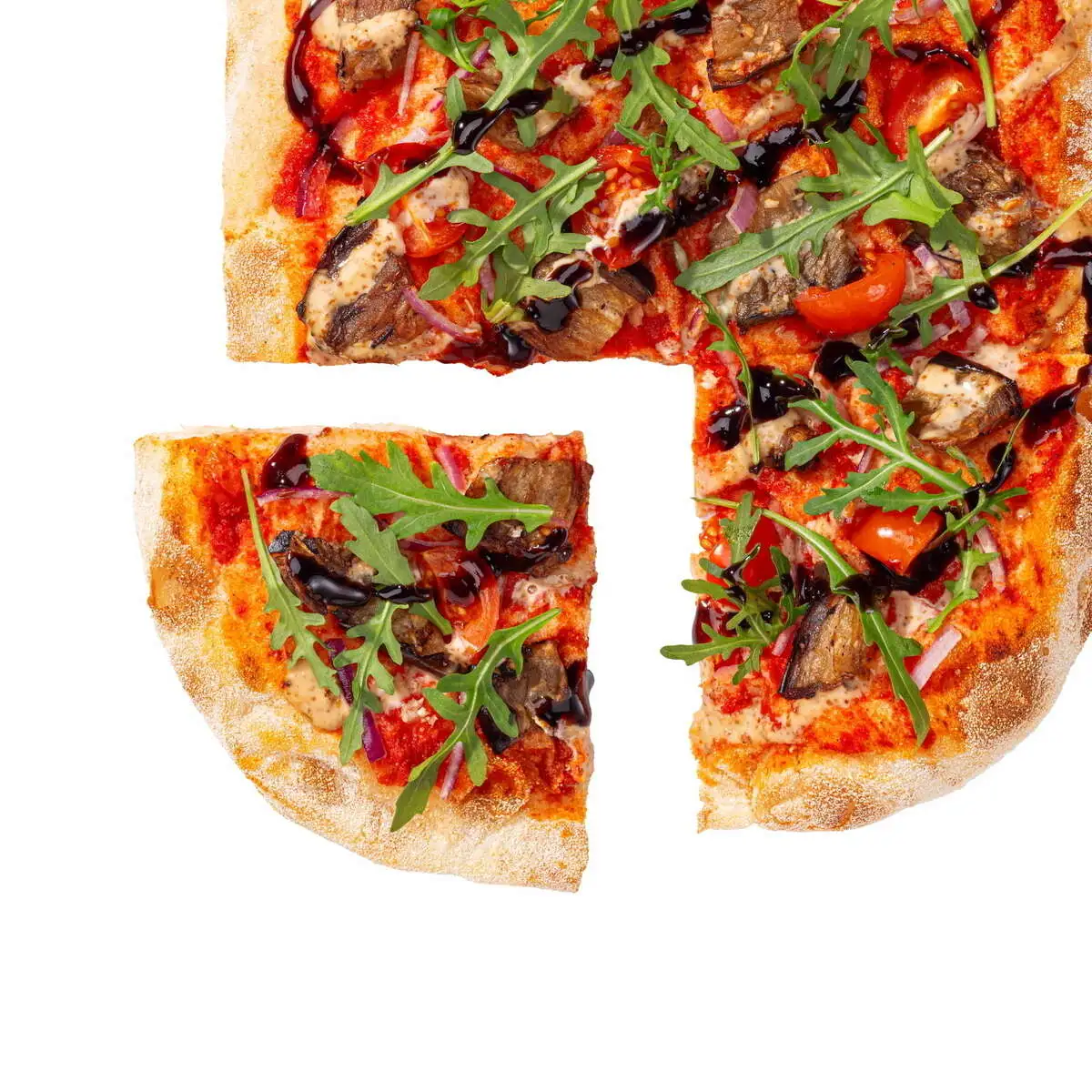 Постная Верде с баклажанами, руколой и кунжутным соусом