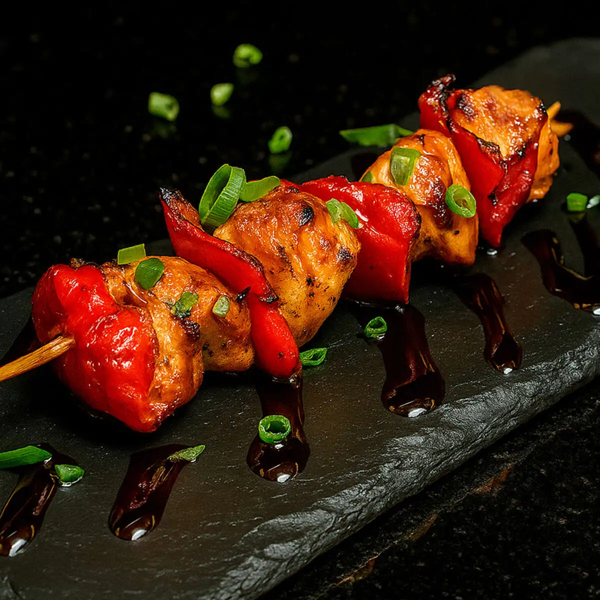 Шашлык куриный с болгарским перцем на шпажке