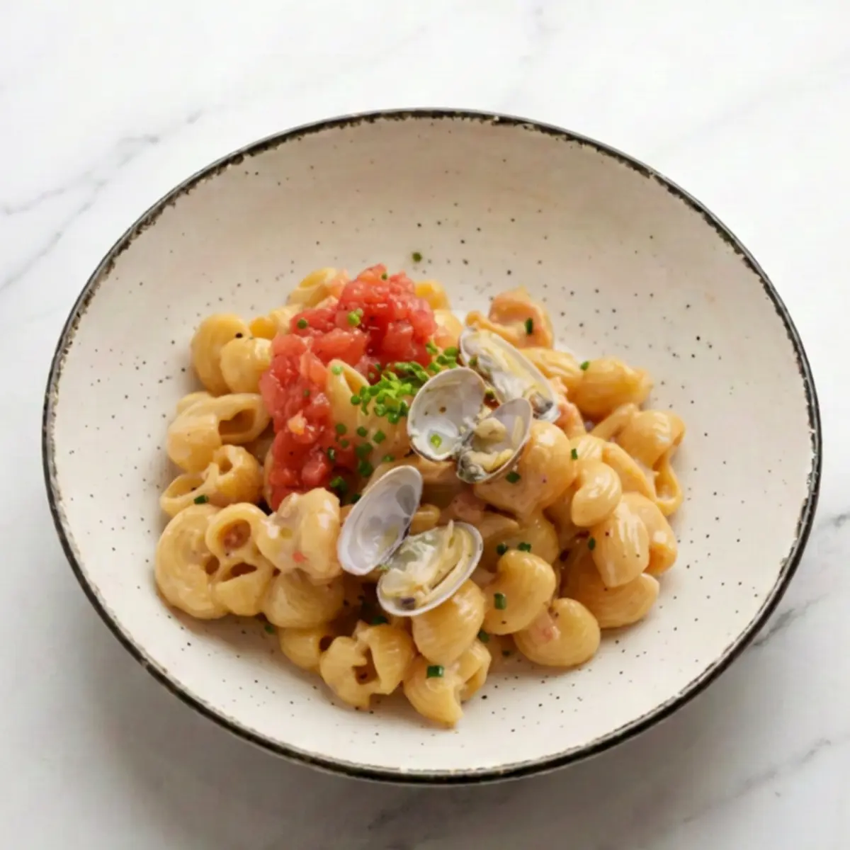 Ригатти, морепродукты, соус але олио