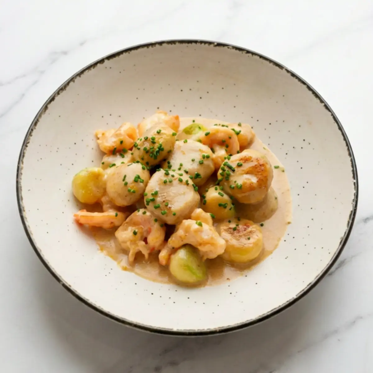 Ньокки, креветки, лимончелло