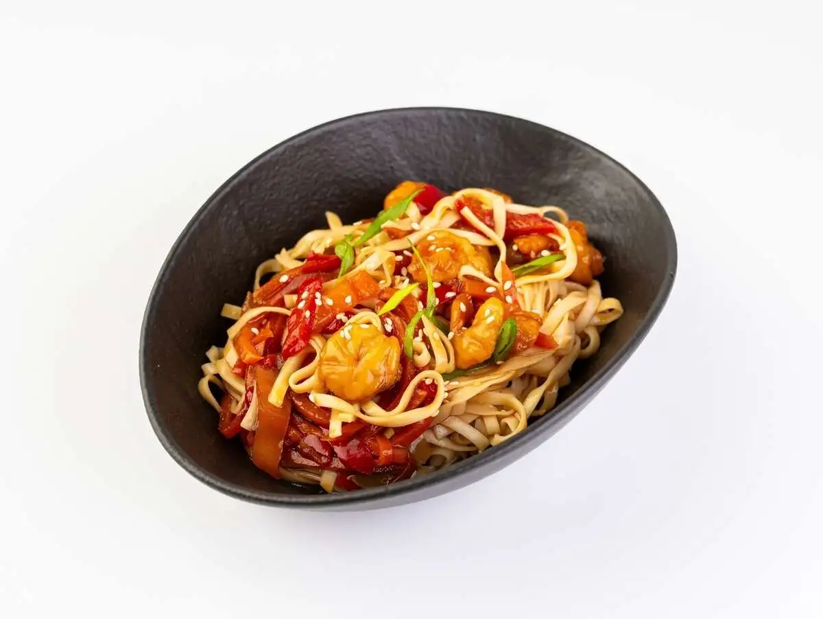 Вок удон с креветкой в соусе терияки