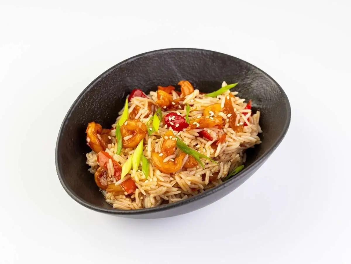 Рис с креветкой в соусе терияки