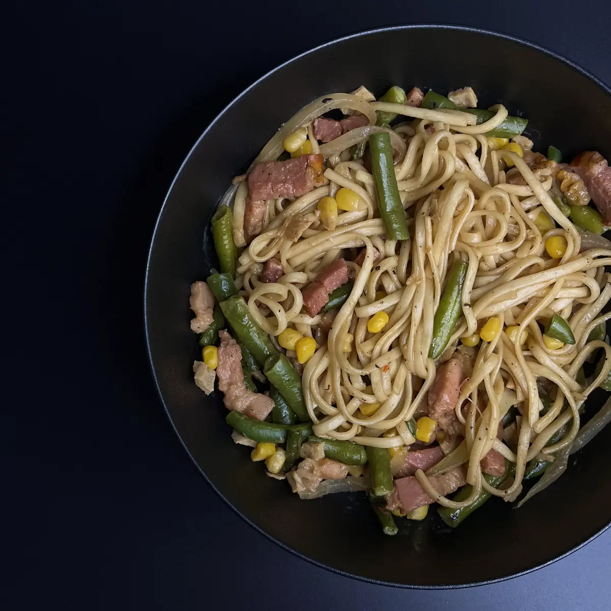 Лапша с беконом