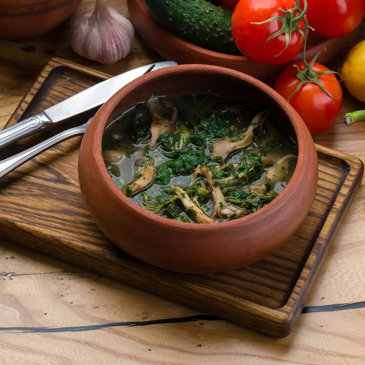 Чакапули с грибами 