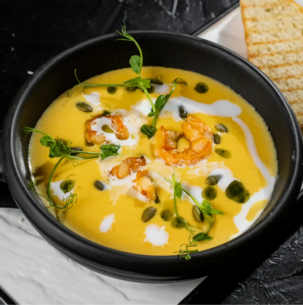 Пост Тыквенный суп-пюре с креветками 300мл