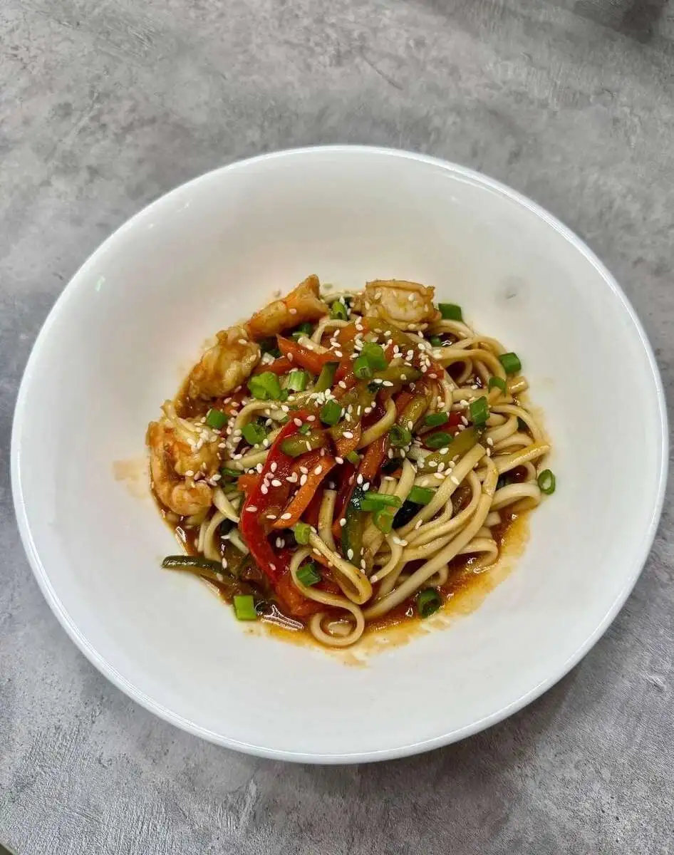 Удон с креветками