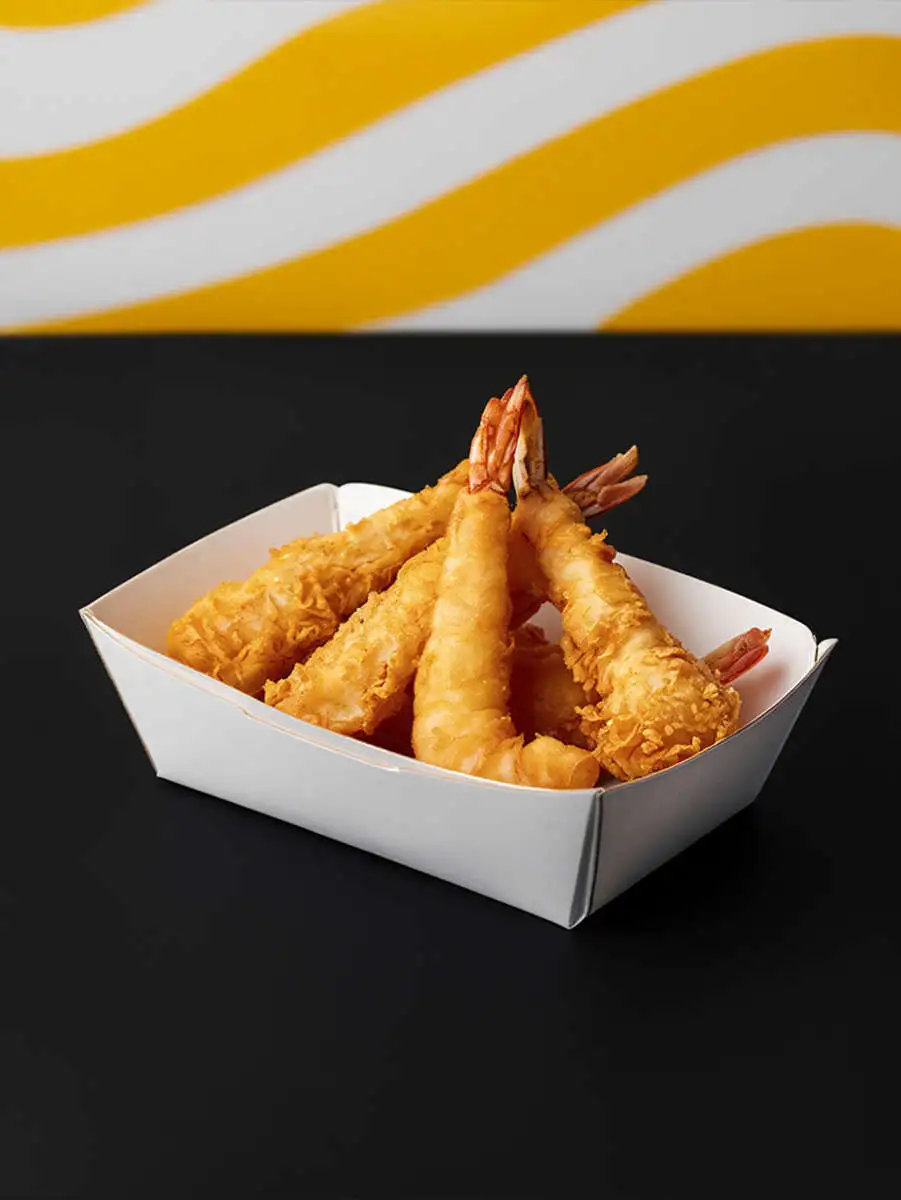 Креветки в кляре.