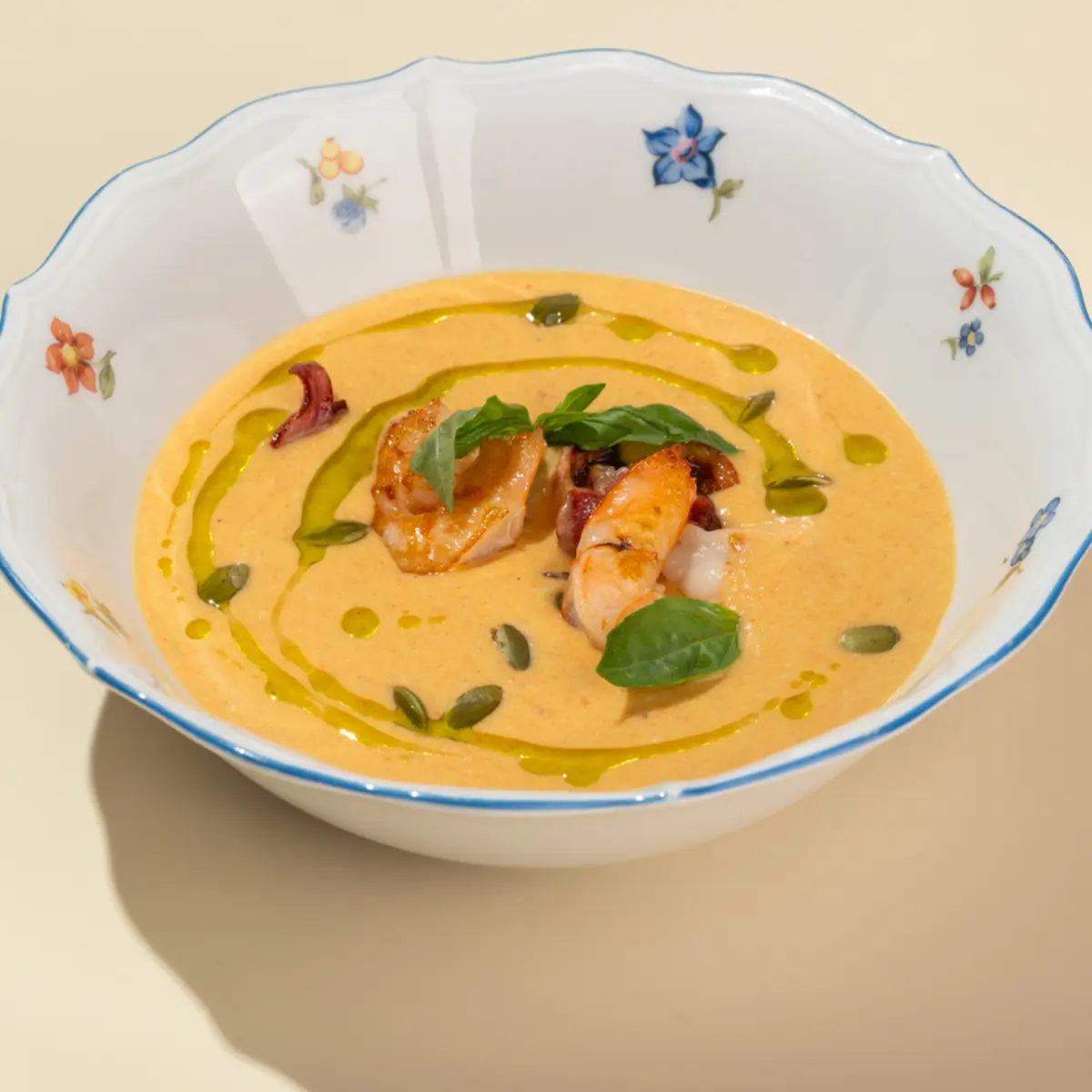 Суп тыквенный с креветками 