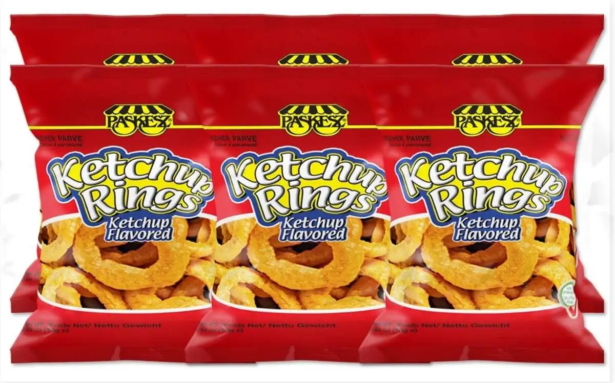Картофельные кольца Paskesz со вкусом кетчупа  8 x(6 x18 г.) (ПЕСАХ)