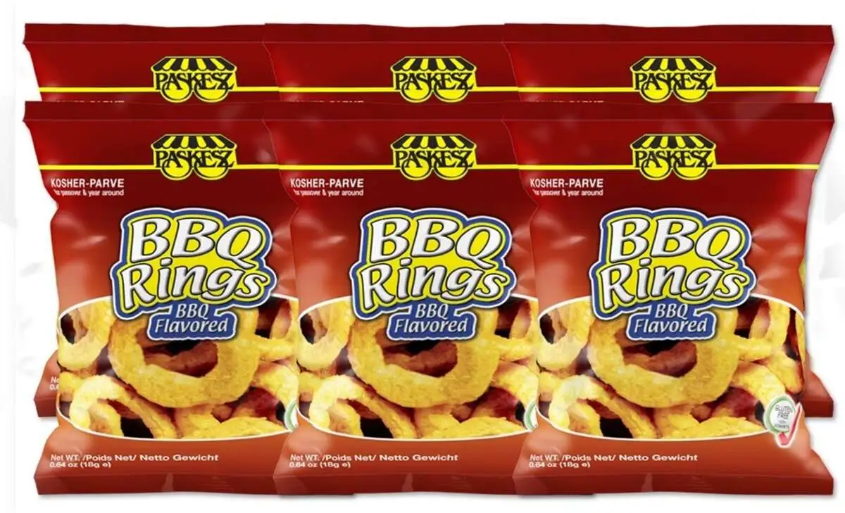 Картофельные кольца Paskesz со вкусом Барбекью  8 x(6 x18 г.) (ПЕСАХ)