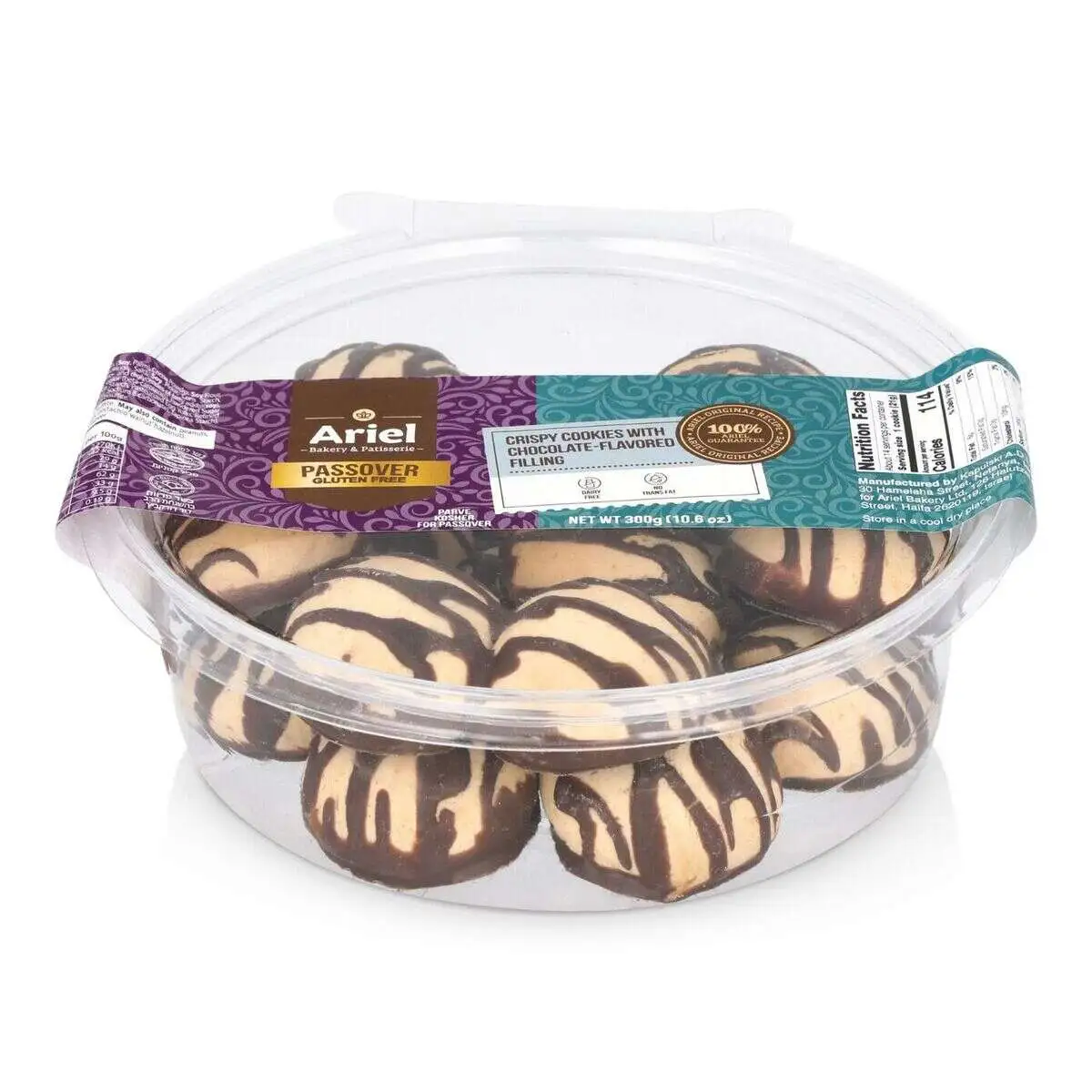 ПЕЧЕНЬЕ Ариэль Хрустящее печенье с начинкой из шоколадной пасты,
покрытое шоколадом 300 г